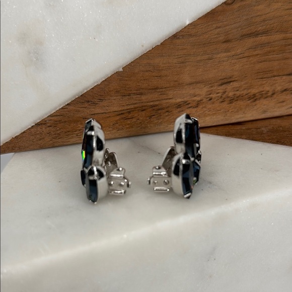 Estate Blue Stone Clip-on Earrings lot E41 - Picture 6 of 7